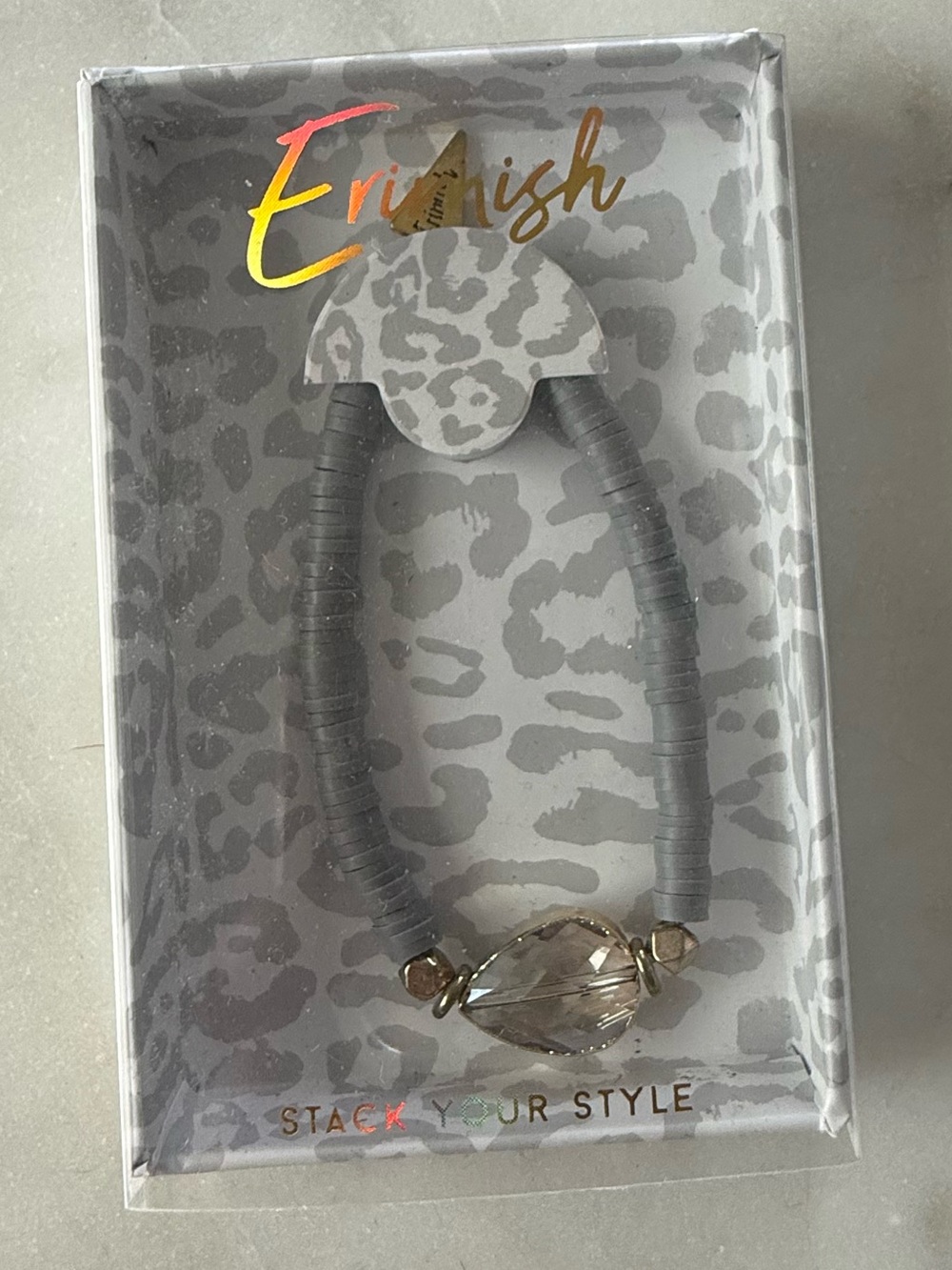 Erimish Gray Heishi Bead Bracelet New